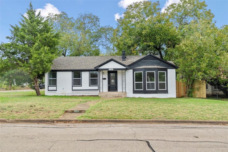 Gorgeously Remodeled 3 Bed 2 Bath Home on Enormous Corner Lot. Currently Tenant Occupied with $2,000 monthly rent. Spacious Open Concept with Beautiful Wood Floors. Recently Updated Kitchen with Stunning Epoxy Countertops, Newer White Cabinetry, and Stainless Steel Appliances. Bonus Living Area With Built In Benches. Large Master with Jaw-Dropping Bathroom, Dual Sinks, And Dual Shower Heads. Huge Bedrooms With Ample Closet Space. Large Backyard with Tall Wood Privacy Fence. Spacious Detached Two Car Garage With Lots of Storage Space. Recently Redone Electrical, Plumbing And HVAC. Great Highway Access, Close to Shopping and Only 10 Minutes from TCU. Don't Miss Your Chance to Own This Beauty!