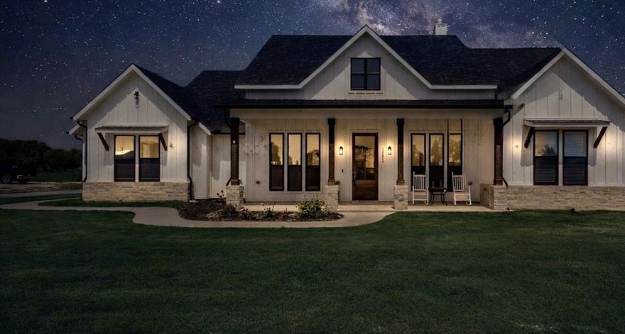 Custom Modern Farmhouse on Acreage - Luxury Living Meets Country Charm. Welcome to your dream home - a stunning custom modern farmhouse nestled on 2.67 acres offering a perfect blend of upscale finishes and serene country living. Less than a year old, this beautifully designed residence showcases a thoughtfully crafted floor plan and top-tier finish-out throughout. At the heart of the home lies an incredible chef’s kitchen, featuring stunning quartz countertops, custom cabinetry, premium appliances, and a spacious island perfect for entertaining or family gatherings.
Step into luxury with designer touches in every room, from the oversized garage with ample storage to the pet wash station conveniently located in the laundry room. Outdoors, you’ll find plenty of parking for your RV, boat, or recreational vehicles, making it ideal for adventurers and hobbyists alike. Plus an oversized garage and poured slab ready for your workshop, utility vehicle garage, etc. The property includes a charming tree house perched along a seasonal creek, inviting exploration and play. Whether you're hosting under the large covered patio or relaxing under beautiful starlit skies, this home offers the ultimate retreat. With the possibility of Ag Exemption, this acreage is not only beautiful but potentially beneficial for your taxes. Come experience the unmatched blend of modern luxury and peaceful country setting—a rare opportunity you won't want to miss! Adjacent lot to the left is also available, if you wish to add another 2.67 acres.