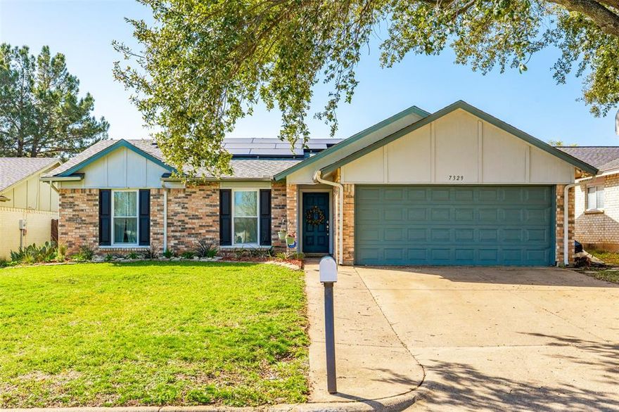 What a beautifully updated 3 bed, 2 bath home with a pool, solar panels, and modern upgrades. This move in ready property offers stylish updates, energy efficiency, and inviting indoor and outdoor living spaces. A spacious living room with a vaulted ceiling creates an open and airy feel. Natural light fills the space through newly installed windows, highlighting the polished concrete floor in the living area. Fresh interior paint and updated light fixtures add a bright, modern touch while maintaining warmth and comfort. The living area flows into a bright sunroom overlooking the backyard and pool. This versatile space works well as a home office, playroom, workout area, or second living space.  The kitchen and dining areas are conveniently located off the main living space, creating an easy layout for daily routines and or entertianing. All three bedrooms are well sized and feature updated flooring and ample closet space. Both bathrooms have refreshed fixtures that create a calm and welcoming atmosphere. Energy efficiency is a highlight with Solar panels  and a new HVAC system installed in 2024 provides reliable heating and cooling year round. The home also includes a dedicated EV charging outlet for electric vehicles. Additional improvements include new windows throughout the home and the new sliding door that enhances natural light while improving energy efficiency. Outside, the backyard offers a private retreat designed for relaxation and entertaining. The swimming pool and poolside deck create the perfect setting for summer gatherings or quiet evenings at home. The yard features new landscaping with native plants and a raised garden bed for growing herbs, vegetables, or seasonal flowers. With its vaulted ceiling, polished concrete floors, updated bathrooms, new windows, solar panels, HVAC system installed in 2024, EV charging outlet, sunroom, pool, and landscaped yard the home offers comfort, efficiency, and thoughtful updates in a Southwest Fort Worth location.