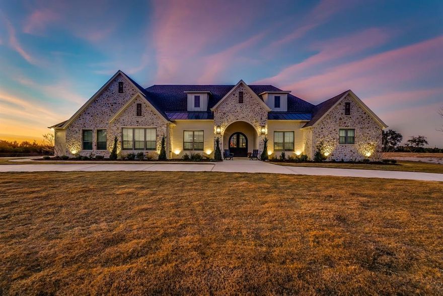 This turn-key, one of a kind, horse property is straight from your dreams! If you are wanting privacy, luxury, and a horse facility, this is the one you've been looking for! The 2025 custom-built home has over 4,600sf of living space with 4 bedrooms, 4 full bathrooms, a 4-car garage, a study, game room, and theatre room. No expense was spared during construction as every high-end finish and every detail was meticulously thought out. Out the back of the home sits an almost 500sf screened in porch complete with a fireplace and outdoor kitchen. Once you leave the porch, you are welcomed by the beautifully landscaped backyard oasis, complete with a pool, spa, and fenced in yard. To the west of the home sits three 150'x75' horse traps equipped with water in each one.  Behind the house is an approximately one acre trap that has been fenced with net wire to keep goats and chickens. To the rear of the property is the horse barn. Inside the barn you will find five UNUSED 12x12 stalls and one 12x24 stall with a wash bay, climate controlled tack room, and storage room. It even has its own starlink internet! The driveway was extended past the barn in anticipation of building an arena along the back fence line. In the front corner of the property is a freshly dug pond with a peaceful sitting area overlooking the water. Totaling 19.48 acres, this private get-away provides all the space you need to stretch your legs and make this property your own. Fully fenced with net Schedule your showing today to ensure you don't miss out on this one-of-a-kind property.