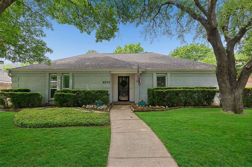 Come see this beautifully maintained home zoned for Moss Haven Elementary. 8515 Vista View offers a light-filled, thoughtfully updated interior with timeless appeal. Built in 1981, this 4-bedroom home features a functional layout with two separate living areas, and a wet bar designed for easy entertaining.

Vaulted ceilings, built-ins, and a gas fireplace add character, while neutral tile, countertops, and cabinetry create a clean, move-in-ready feel. The eat-in kitchen opens seamlessly to the family room, enhancing both everyday living and hosting. The primary suite includes dual sinks and separate his-and-hers closets for added comfort and convenience.

Step outside to a charming turf backyard complete with overhead string lighting—an inviting, low-maintenance space for relaxing evenings or casual gatherings.

With its bright interior, flexible floor plan, and prime location, this Lake Highlands home offers comfort, style, and everyday ease.