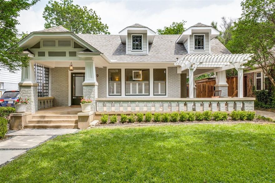 Refined Craftsman in the heart of the M-Streets. Mockingbird Elementary. Light and bright, this east Dallas gem boasts a flexible floor plan with expanded second story addition, tall ceilings, generous room sizes, period wood paneling-moldings and owner updates throughout. Spacious chef’s kitchen features commercial appliances, built-in banquette, wine fridge and farm sink. 2 bedrooms on the first level and primary plus 4th bedroom upstairs. The expansive primary suite features a picturesque balcony overlooking the sizable backyard, drivable turf, wood deck, privacy fence and automatic gate. Other amenities include: hardwoods, plantation shutters, fresh paint, No carpet, oversized two car garage and wraparound front porch.