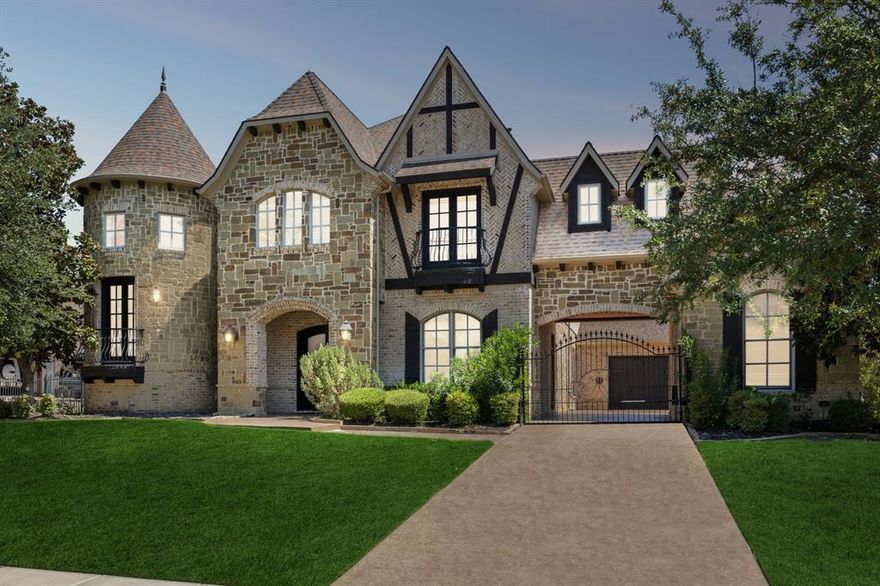 WELCOME TO YOUR DREAM HOME! Step inside this Stunning 5 Bed, 4.2 Bath, 3 Car with Porte-Cochere Home. This Custom Built Home blends Timeless Architecture with Modern Luxury. As you Enter the Grand Foyer, you are Immediately Drawn Through the Living Room to the Resort Style Pool, Perfectly Framed by Expansive Collapsible Glass Doors with Phantom Retractable Screen. From the Grand Foyer you will also notice 2 Romeo & Juliette Style Balconies & a Wine Room with Wine Fridge.  Raise Private Study Perfect for Work from Home with Hidden Room behind Bookcase. The Remodeled Kitchen Boasts a 6 Burner Gas Range with Griddle & Double Ovens, Porcelain Countertops & Abundant Space for Entertaining. The Primary Suite offers Beautiful Pool Views, Wood Floors & a Spa Inspired Bath with Dual Vanities, a Double Head Shower & a Spacious Custom Closet with Built-ins. An Additional Guest Suite Down. Upstairs, there are 3 Additional Bedrooms, One with its Own Work Area & Hidden Dressing Room or Flex Space. The Game Room includes Wood Floors, a Wet Bar & Juliette Style Balcony Doors that Open to the Covered Outdoor Patio. A Media Room with Stadium Style Seating Completes the Entertainment Spaces. Outside, your Backyard Oasis Awaits. 2 Large Covered Patios provide Space for Lounging & Dining, including an Outdoor Kitchen with Built-in Grill & Fireplace. The Pool is a True Showstopper, Complete with Waterfalls, Oversized Spa, Beach Entry, Built-in Picnic Table with Seating, Diving Board, Slide & Grotto. A Fenced Dog Run adds Convenience for Pet Lovers. All of this is Located in a Prestigious Neighborhood just 5 Miles from Southlake Town Square & 12 Miles from DFW Airport. A TRUE MUST SEE!