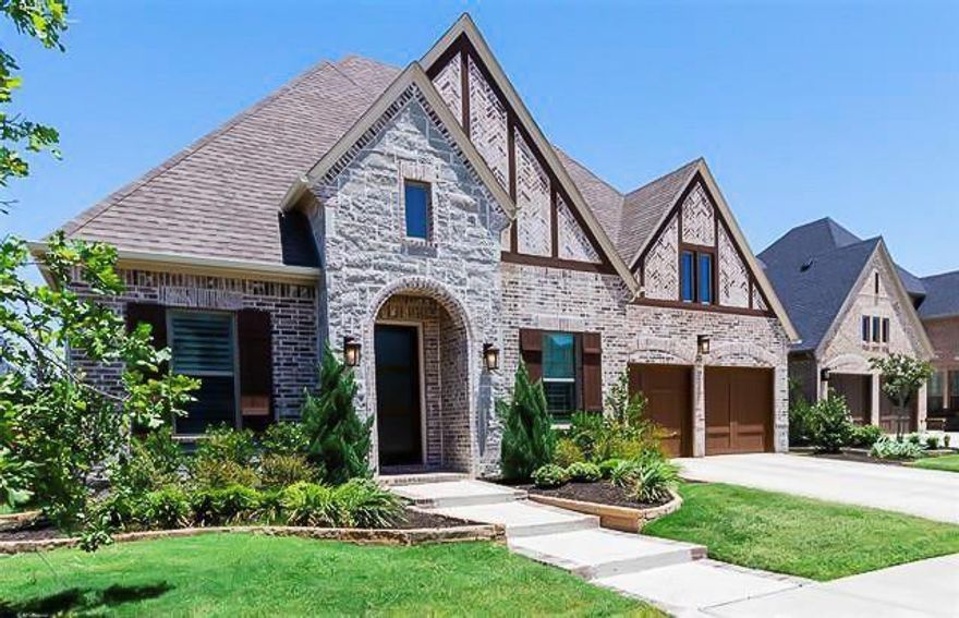 Located in prominent Edgestone At Legacy, stunning 1 story home with 3 bedrooms, office & media room, 3 full baths & 3 car tandem garage. House features hardwood flooring, tall ceilings, built-ins and large windows throughout. Gourmet kitchen with island, quartz counters & Samsung smart fridge. Huge master bedroom w- luxurious bathroom and large closet connected to laundry room with sink and Samsung WD. Carefree living includes landscaping and pest control services. Huge backyard with covered patio great for entertaining. Community has gym, pool & hiking-biking trails, playground and park area.  Minutes from DNT and 121, Fully furnished option available.