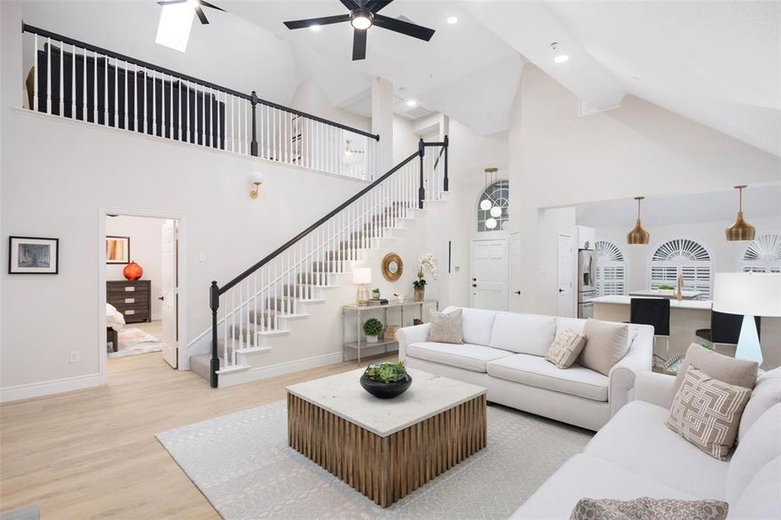 Stunningly remodeled home!!  Completely updated living perfectly situated on a charming corner cul-de-sac lot.  Featuring an open floor, this home is ideally located minutes from both downtown Dallas and from all that the booming Plano-Frisco corridor has to offer.  Downstairs Primary Suite features a walk-in closet, linen closet and spacious shower.  Guest bath and a separate laundry are downstairs.  The upstairs loft serves as an additional living area, office or playroom.  Two bedrooms upstairs share a fun black-white bathroom with dual sinks.  Enjoy low maintenance living - front lawn maintained by the HOA and the back yard features turf grass – perfect for pets and low-maintenance living!  Live amid walking trails, a duck-pond, and the Addison Athletic Club, which offers full gym, tennis, pickle ball, pools and more without any monthly dues for Addison residents.