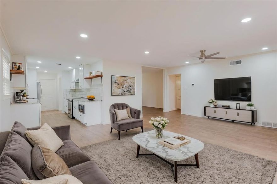 Welcome to a stunning single-story brick residence that perfectly captures the vibrant spirit of Dallas real estate. Nestled in the established Highland Meadows neighborhood, this move-in ready home offers a bright and open floor plan designed for seamless living and effortless entertaining. The heart of the home is a spacious kitchen renovated kitchen with Farm Sink, exotic Granite countertops, Updated soft pull cabinets  with modern updates, providing the ideal backdrop for culinary adventures. Featuring three generous bedrooms and two elegantly updated bathrooms, the interior provides a tranquil escape from the urban hustle. Outdoor living is a dream here, with an oversized backyard that serves as a private oasis, complete with an elegant back yard enjoying the Texas breeze and wonderful days with sun and shade. The location is unbeatable, offering convenient proximity to I-635 and Webb Chapel Road, which puts premier shopping at Lake Highlands Town Center and a variety of local dining gems just minutes away. This property also includes a functional two-car garage and a spacious driveway, ensuring plenty of room for vehicles and storage. With its combination of classic curb appeal and modern interior touches, this property is a rare find in North Dallas. Discover why this High Meadow gem is a standout choice in one of the city's most inviting and conveniently located areas.