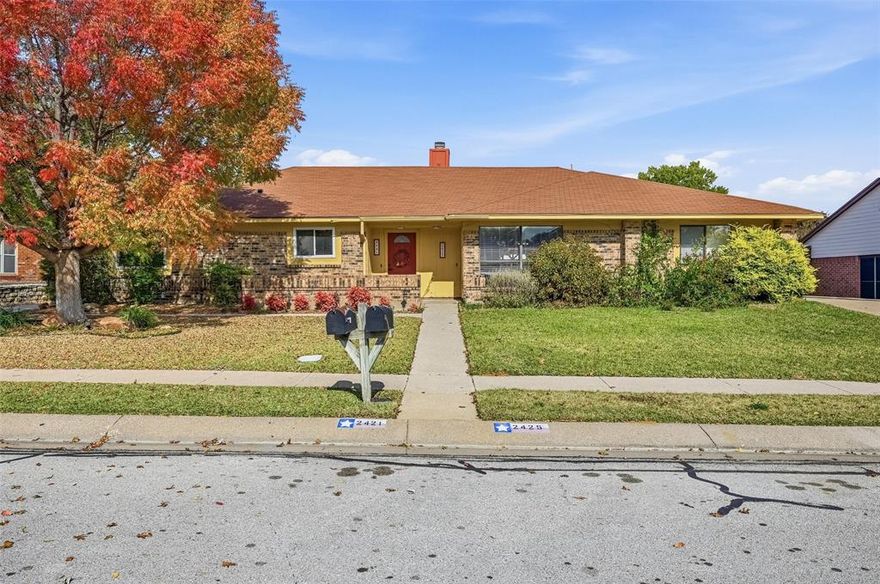 Welcome to the Wonderful 2 Bed 2 Bath Home located in the desirable Bedford, TX! This home boasts an open layout, allowing for a seamless flow between rooms. The decorative lighting and vaulted ceilings add a touch of elegance, while the wood flooring brings warmth and charm. The kitchen is equipped with a large pantry and a refrigerator, ready for your culinary adventures. The living room features a wood-burning fireplace, perfect for cozy evenings. Both bedrooms are spacious, with the guest bedroom offering ample space for visitors. The mirrored closets add a stylish and practical touch. The home also includes washer and dryer hookups for your convenience. Step outside to a covered patio, perfect for outdoor dining or relaxation. The large backyard offers plenty of space for outdoor activities. This home is located within the Hurst-Euless-Bedford ISD, making it an excellent choice for those seeking quality education. Don't miss out on this gem in Bedford, TX! All tenants are required to have rentals insurance and register their pets with LEAP Property Management. NEW WINDOWS will be installed in January.