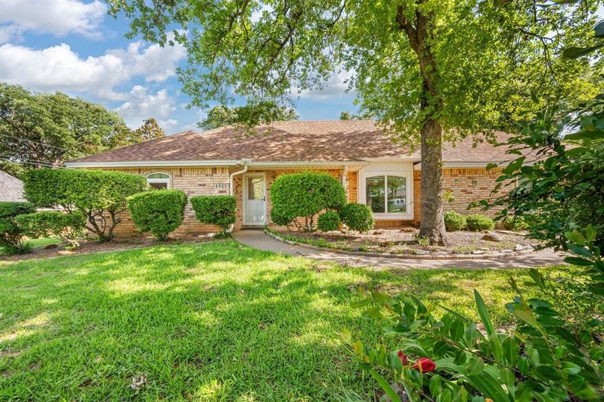 Come view this lovely home on almost half acre lot with trees, many updates include appliances, hot water heater,, roof, Split floor plan withlarge master bath including soaker tub and separate shower, dual sinks, 2 walkin closets, kitchen dining is very bright with large picture window, lots of cabinets quartz countertops and breakfast bar, large laundry room with storage, 24x22 attached garage with builtin storage,insulated  workshop is 20x23 and has separate elecrric panel, 10x10 overhead door, extra carport high enough for RV or other vehicles,boats etc, 11x33 covered patio overlooks serene backyard, 10x14 storage shed for your lawn tools, this home has low maintinance siding on the eaves and solar panels, wondows have been replaced with easy clean drop windows, home is located on in lovely neighborhood on dead end street approximately 4 miles to I35 with many shopping and restaraunt options, all measurements approximate
