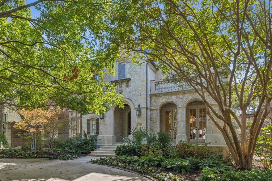 Nestled on a highly sought-after street in Highland Park, this classic English stone manor built by Gage exudes sophistication with its elegant transitional interior. Upon entry, the formal dining room and living room with fireplace frame the foyer. A discreet powder room is tucked near the entrance. The front hallway gracefully leads to a wet bar and a versatile library, home office, or mahjong room, which opens onto a charming stone patio that accesses the serene side yard. The exquisitely renovated kitchen, complete with a butler’s pantry, flows into a spacious family room, also featuring a fireplace. A second powder room and a two-car garage offering ample storage and epoxy flooring complete the first first floor.

French doors from the family room invite you to a peaceful covered porch, overlooking a meticulously landscaped backyard with a newly renovated pool and spa, all elegantly encircled by stunning limestone.

On the mezzanine level, one will discover utility and game rooms, accompanied by a convenient study nook. The second floor is home to a sumptuous master suite, featuring a beautifully appointed bath and his-and-her closets. Three additional ensuite bedrooms and a cozy reading nook complete the second level. The third floor offers a fifth generously-sized ensuite bedroom, complete with a sitting area. This exceptional residence is truly a must-see, epitomizing the perfect blend of elegance and modern luxury.