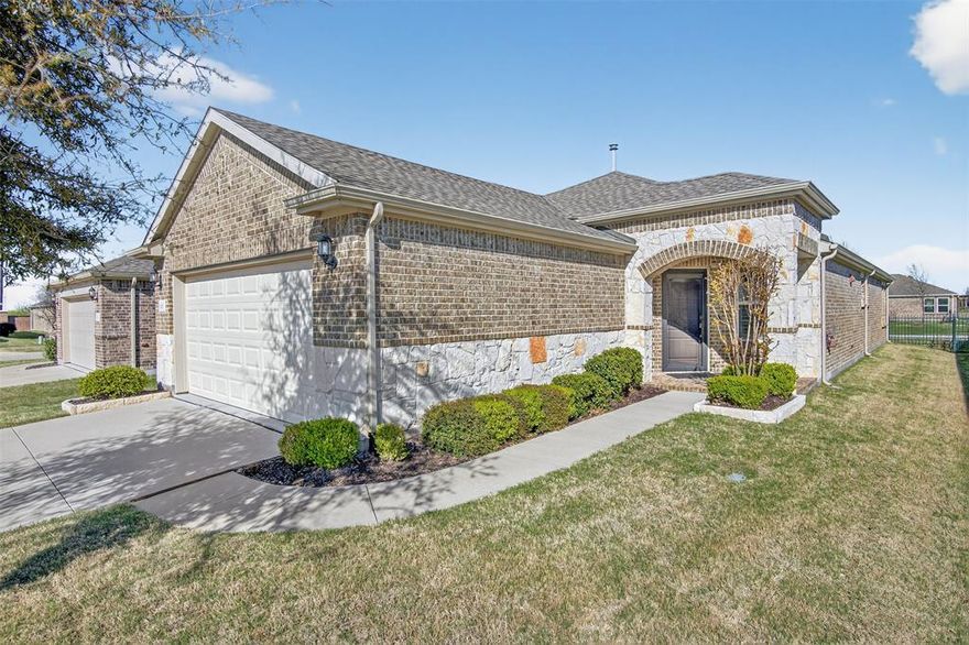 Located in the highly sought-after Frisco Lakes 55+ community, this beautifully maintained home offers luxurious finishes and modern convenience in a thoughtfully designed, manageable floorplan. The expansive open-concept layout flows effortlessly, creating an ideal setting for both everyday living and entertaining.
The gourmet kitchen is a true centerpiece, featuring a gas range, large island, and seamless connection to the elegant dining and spacious living areas. Two versatile flex spaces provide the perfect opportunity for a home office, reading lounge, or hobby room.
A bright bonus sunroom filled with natural light adds additional living space, perfect for relaxing year-round.
The private primary suite offers a relaxing retreat with dual sinks, and the shower will be upgraded to a frameless design. Additional highlights include plantation shutters throughout, crown molding, neutral tones, abundant storage, and a recently replaced roof.
Washer, dryer, and refrigerator will remain with the property for added convenience.
Step outside to a fenced backyard with a covered patio, backing to no rear neighbors—offering both privacy and a peaceful outdoor setting. The garage features epoxy flooring for a clean, finished look, and is equipped with an electric vehicle charger.
Enjoy resort-style living with access to golf, fitness centers, pools, tennis and pickleball courts, and scenic hiking and biking trails. Conveniently located near Frisco’s premier shopping, dining, and entertainment.