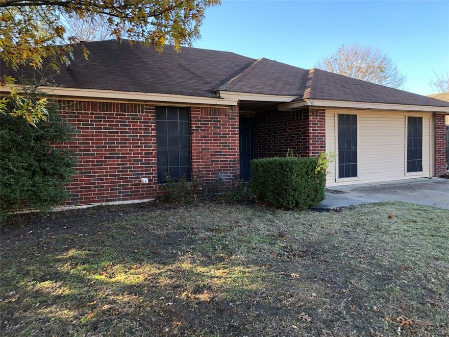 Ready for immediate occupancy. House on corner lot. Midlothian school district. Two living rooms, one cozy fireplace for those chilly days.  3 bedrooms and two full baths. Kitchen with ample cabinets, double sinks, dishwasher, disposal, electric range, refrigerator with ice maker( not warranted)Vinyl Plank easy care flooring throughout.  Storage building with electricity, Cover patio and fenced yardl.