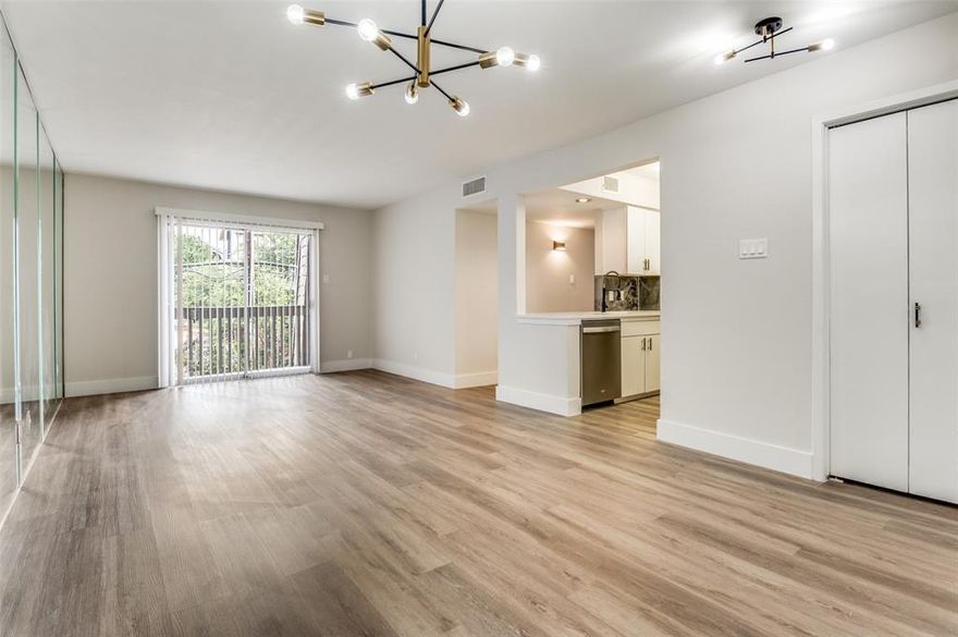 Beautifully updated condo ready to move in. Located within Oak Lawn and just minutes away from Love Field airport, Uptown, downtown, Turtle Creek, Parkland hospital & UTSW medical complex. Nestled within acres of impeccably-maintained trees, lawns, creeks, and walkways, the area exudes charm and tranquility.  This unit features 2 Bedrooms, 1 completely upgraded bathroom with new cabinets, walk-in shower and glass doors, new flooring, lighting and accessories. spacious living room and patio. Updates include new flooring all throughout, high-end carpeting in the bedrooms adding a refined level of comfort and style. The kitchen updates are breathtaking, new quartz countertops and accent wall and back-splash, new stainless steel appliances and more. Fresh paint in a neutral color scheme, all new modern light fixtures and fans, new hardware all throughout the unit.  HOA amenities include access to 2 pools, laundry center, Clubhouse, front yard maintenance, roof coverage, and fence maintenance.