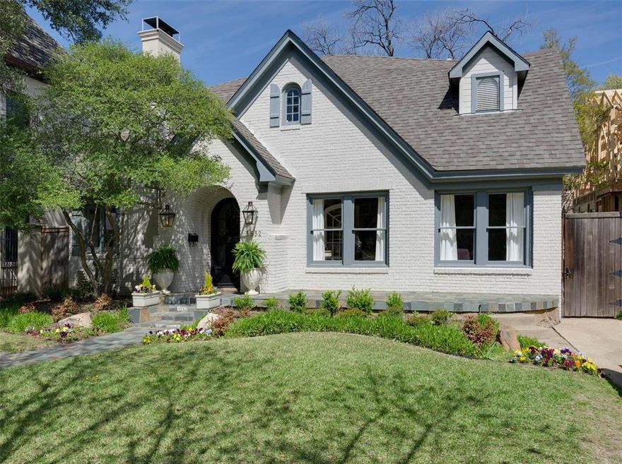 Introducing 3532 Potomac, a captivating, expanded Tudor nestled in the sought after Highland Park. This 4 BR home seamlessly blends modern updates with timeless 1927 charm, boasting 9 FT ceilings, elegant moldings, wood floors throughout, and 3874 sqft. The main level offers several versatile living spaces with designer touches, including a spacious kitchen complete with stainless appliances, quartz island & countertops, and abundant storage-all flowing into the Den and Breakfast area. Step outside to the enchanting screen porch with fireplace, ideal for year-round enjoyment. Upstairs discover an oversized, light filled Primary Suite with vaulted ceilings & dual closets. Three additional bedrooms, 2 baths, a convenient laundry room, and a charming study nook complete the second floor. Outside, the backyard beckons with its screened porch, covered patio, turf and two car gated garage. Conveniently Located to Armstrong Elem, HPMS, DCC, HPV and Snider Plaza.