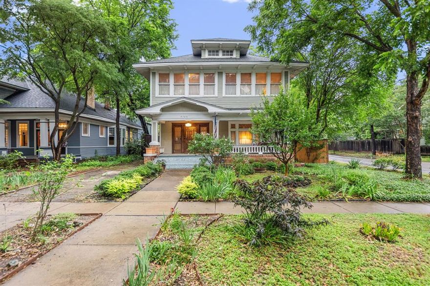 Tucked within the historic Swiss Avenue Historic District, this 1917 treasure blends timeless character with enduring craftsmanship. From the moment you arrive, the home welcomes you with the warmth and elegance of another era, where every detail tells a story. Inside, four spacious bedrooms and three baths are wrapped in rich original hardwood floors, intricate natural woodwork, and charming pocket doors that create both openness and privacy. The kitchen is truly one of a kind, showcasing a stunning ceramic mosaic tile floor that has beautifully stood the test of time. Throughout the home, historic touches remain lovingly preserved, including original porcelain clawfoot tubs—featuring even a rare child-sized tub that adds a touch of nostalgia and charm. Built on a solid Bois d’Arc post foundation, the home reflects the strength and craftsmanship of a bygone generation. A full-size sunroom, not included in the square footage, offers endless possibilities for a studio, reading retreat, office, or creative space. Located within the Peak's Suburban Addition Historic District, the property also benefits from the City of Dallas Historic Preservation Tax Exemption, which freezes property taxes for 10 years during pre-rehabilitation. More than a home, this is a rare opportunity to own a piece of Dallas history and bring new life to a truly romantic and unforgettable property.