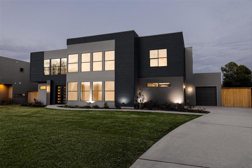 New Contemporary Construction in Preston Hollow. This home has a large, open and flexible floor-plan with soaring ceilings and great light. Clean lined kitchen has huge island, quartz counter-tops and a stainless steel appliances including built-in, double fridge. Sliding doors lead out to a covered patio. Oak, hardwood floors handlaid throughout. Primary BR is downstairs and includes en-suite bath and 2 walk-in closets. 2nd level has 5 additional bedrooms, a game room, and media room. Spaces are flexible and could be appointed as home gym, home office, or playroom. Big backyard includes a covered pavilion attached to the home and plenty of room for a pool. The property backs up to the The Northhaven Trail and is minutes from shopping and dining at Preston Royal and Preston Forest shopping Centers.