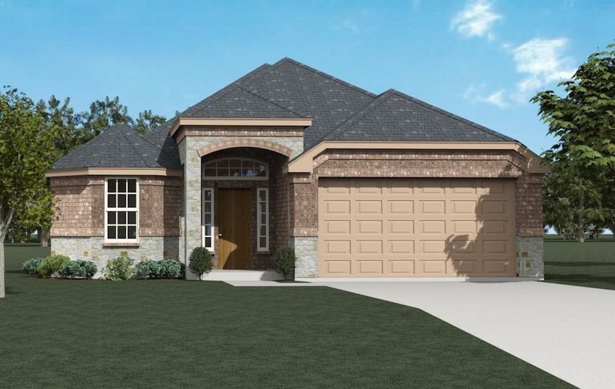 Beautiful 3 bedrooms, 2 baths, and a 2 car garage home. You will find a spacious open floor plan with a large living room and natural light. Very unique round study at the entry. Kitchen is open to the dining area, corner walk-in pantry and island. Master suite has dual sinks, garden tub, separate shower, large walk-in closets. Stone elevation, full sod, sprinkler and fence, gas range, tankless water heater, radiant barrier decking, vinyl windows, plus more.  This property features a spacious primary offering an ensuite with a LARGE walk-in closet! Includes Refrigerator, Washer and Dryer. Home shows like a dream! Very convenient location, just off of Hwy 380 & Interstate 30, close to shops, restaurant and 5 minutes to L3. Come see it today! QUALIFYING PROCESS QUICK, FAST, AND EASY.