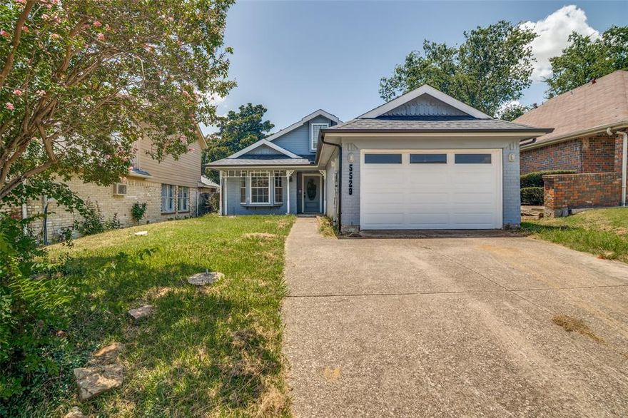 Welcome to this freshly remodeled 2-bedroom, 2-bath single-family home in the heart of Mesquite, TX. Every detail has been thoughtfully updated—enjoy all-new paint, flooring, countertops, hardware, appliances, and more!  Step into a light and bright open living and dining area featuring vaulted ceilings, decorative lighting, and a cozy central gas fireplace—perfect for gathering and entertaining. The kitchen offers sleek quartz countertops, stainless steel appliances, freshly painted cabinetry, and all new hardware.  The spacious primary suite boasts soaring ceilings, a walk-in closet, and ensuite bath with a walk-in shower. The secondary bedroom has a designated full bath with a shower tub combo.  An enclosed patio provides extra versatile living space with direct access to the private fenced backyard—ideal for relaxing or hosting friends and family.  Don’t miss your chance to own this move-in ready home!