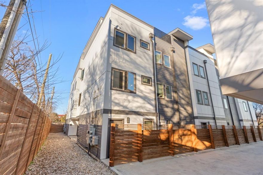 Stylish 1-bedroom, 1.1-bath luxury condo with a bonus room on the 3rd level in the heart of the Medical District, just steps from Near Southside and Magnolia Village. Conveniently located minutes from major hospitals, downtown Fort Worth, and Dallas, with quick access to I-35W, I-30, DFW Airport, and Love Field. Built with quality and efficiency in mind, featuring advanced wall framing, ZIP system sheathing, shingled roofs, Low-E windows, and spray-foam insulated exterior walls. Community safety features include fire-rated walls between units, fire alarms, sprinkler systems, and an integrated pest control system. The modern kitchen showcases European-style cabinetry, quartz countertops, designer tile backsplash, and electric Samsung appliances, seamlessly flowing into an open-concept living area. The private ensuite bedroom offers a spa-like bath with soaking tub and walk-in shower with tiled surround. Enjoy ROOFTOP PATIO, private garage, SmartThings Hub technology, LED lighting throughout, and a high-efficiency 16-SEER HVAC system.