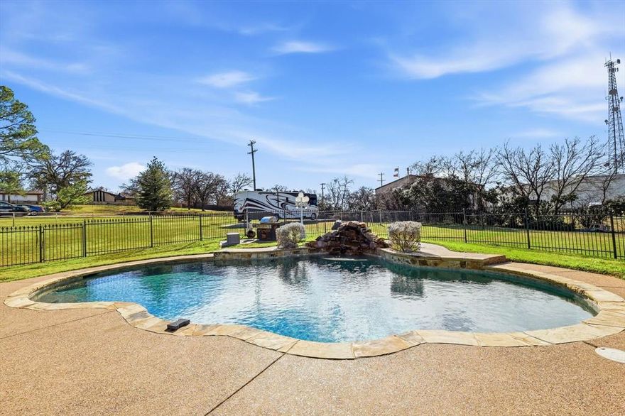 RARE FIND! 1.44 ACRE CORNER LOT WITH POOL IN KELLER ISD! Unincorporated lot, no city taxes with well water and irrigation. ALL ELECTRIC HOME. 
One story custom home with 3 beds, 2.5 baths, 2 dining, 2 living or huge office-flex space. 2 rear patio entry doors, front covered patio, tons of extra parking with circle drive, enter property from both Ray White or Alta Vista. Built-ins in garage and workshop. Tall kitchen island breakfast bar with cabinets for extra storage. Solid surface countertops. New flooring in dining and master. Built-in TV and shelves in living room. 20X20 floored attic space. XL-RV Concrete PAD, Workshop with electricity plus barn for small animals. 1 horse permitted. Decorative iron fenced pool and separate wrought iron fence around perimeter of property.  Plenty of room to add on another bedroom, office, garage parking or workshop. No HOA. Quick access to I35, Alliance, Main Street - 377 and Southlake Blvd. New Roof 2021. AS IS. Needs new AC-Heating unit and water heater. Pool in excellent condition.