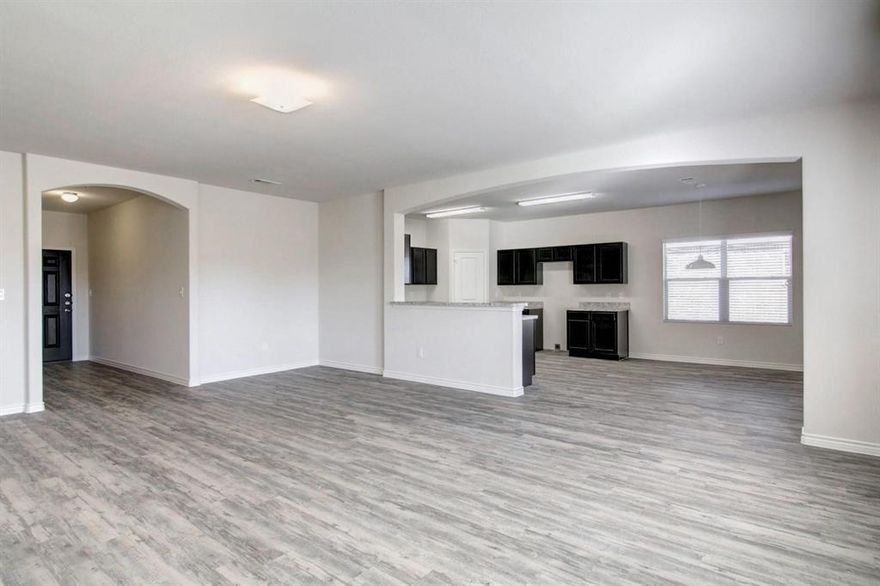 The 2220 Plan is an amazing one story home with 5 bedrooms and 3 baths. This home offers an open floorplan with views from family room to kitchen and dining room. Features wood-grain vinyl plank flooring, two car garage, fenced backyard, and a sprinkler system.