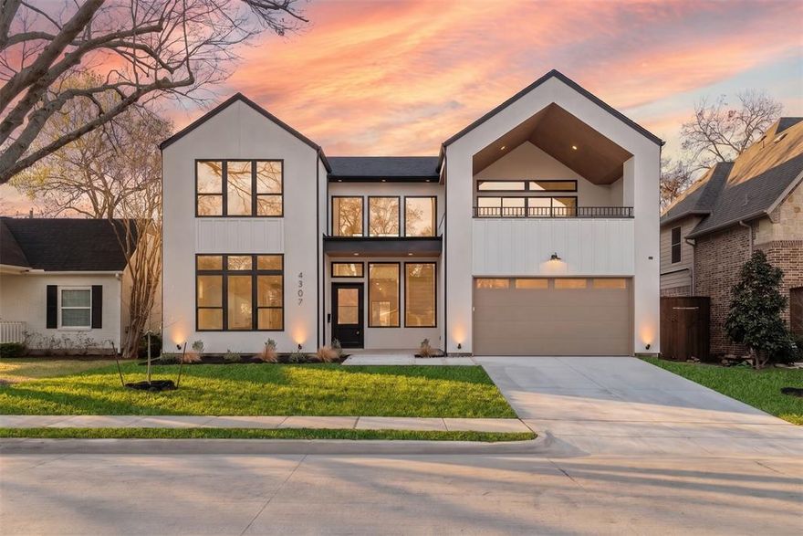 Discover the latest dwelling by Avant Group Home Builders, nestled in the coveted Mockingbird Elementary attendance zone. This Scandinavian Farmhouse-inspired gem seamlessly blends suburban serenity with urban vibrancy, offering the Dallas lifestyle you've always dreamed of. Step through the grand foyer, where soaring 20-ft ceilings flood the space with natural light, illuminating pristine white oak hardwood floors that set the tone. To your side, an arched doorway reveals a versatile suite, ideal for a private guest retreat or productive home office.
At the heart of the home lies a gourmet kitchen boasting handcrafted wood cabinets, a sprawling island topped with exquisite Azzura Bay Quartzite, Café® 48-inch built-in refrigerator & appliances. Enter the pantry via the arched doorway to find butcher block counters & more storage.
The inviting living room features a cast stone fireplace flanked by built-in cabinets & art wall. Glass doors open to a generous covered verandah, overlooking a backyard canvas, perfect for your dream pool, play area or outdoor oasis. Retreat to the opulent primary suite, where vaulted ceilings, built-in storage bench & ambient sconce lighting. Indulge in the spa-like primary bath, with its floating dual-sink illuminated vanity, vessel tub & floor-to-ceiling tile extending into a lavish walk-in shower equipped with a rainfall head and two additional heads. The expansive primary closet is a fashionista's delight, spacious enough to inspire a shopping spree, and conveniently connects to the laundry for ultimate convenience.
Ascend to the second level, to find three bedrooms each with ensuite bathrooms. A versatile game room, complete with a wet bar and a sprawling balcony crowned by charming wooden A-frame ceiling soffits. Designed & Engineered for excellence, this home features Anderson® windows, CAT-6E pre-wiring, foam insulation, a robust slab foundation w piers, dual tankless water heaters, and a Maverick 1-2-10 builder's warranty.