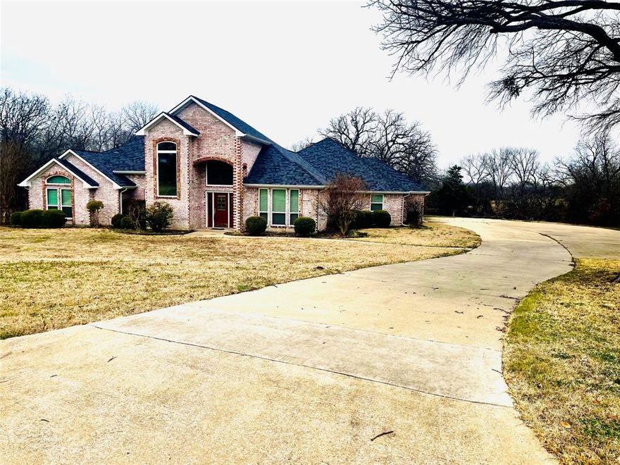 This home is nestled in a quiet, sought after neighborhood, Willow Brooks Estate. Just a few minutes from downtown Farmersville. The 2 acres has large pecan and oak trees in the back yard and throughout the neighborhood. This is a specious home with ample storage, built in cabinets in living areas. It has an eat in kitchen with a formal dining area. The den is a cozy room with a fireplace that has gas logs. The fifth bedroom can be used as an office. The Bonus room is off of the garage; it is finished out and leads to the attic that is floored in for extra storage. The windows are new; the roof was replaced in 2022. The home could use some updating.