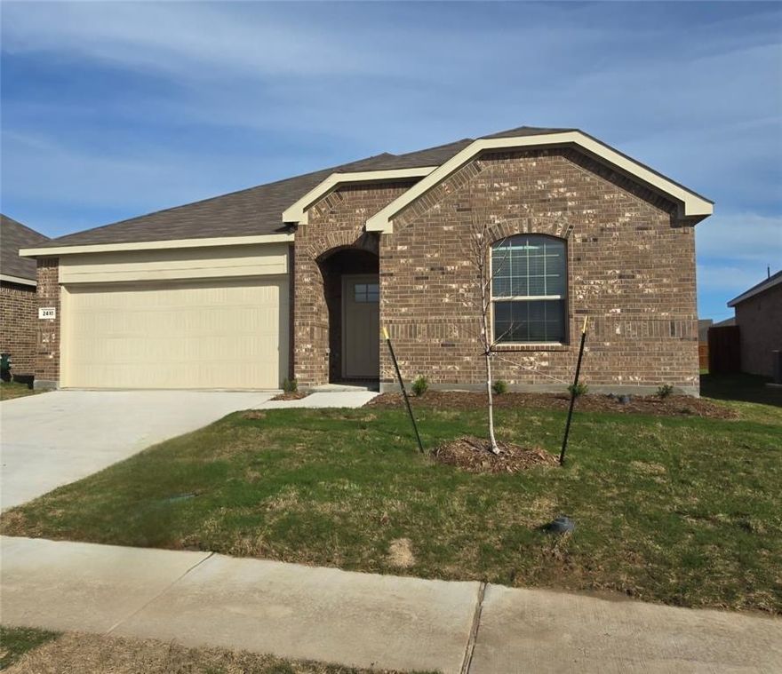 Discover this HOUSE in the City of Forney, ONLY 1 MILE AWAY from Highway 80! Located at Trinity Crossing - 4 bedroom, 2 bathroom, Formal Dining, Patio with Cover, 2 Car Garage home. Open Living Area with Modern Kitchen with Quartz Countertop and Stainless Steel appliances. Huge island is perfect for cooking. Master bathroom has dual sinks and over sized standing shower. Gas range, Microwave, separate area for Washer-dryer hookup and Garage opener. Take advantage of the already installed modern Ring System! Unwind and enjoy the oversized backyard with a privacy fence on sunny days or cool evenings. The backyard is big enough to play soccer with your kids! Effortlessly maintain the yard with programmable sprinkler system. Trinity Crossing Community features onsite swimming pool, greenbelt, playground and proximity to school. Few minutes away from Lake Ray Hubbard, just 1 mile from Highway 80, and 25 minute drive to the vibrant City of Dallas from your doorstep!