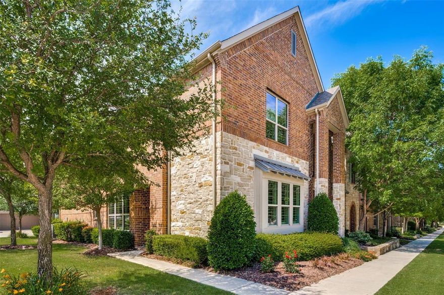 Sophisticated style meets low-maintenance living in this beautifully updated townhome located in the highly desirable Craig Ranch area of McKinney & zoned to acclaimed Frisco ISD. Built in 2017, this light-filled 3-bedroom, 2.5-bath residence offers nearly 2,000 square feet of thoughtfully designed living space with approximately $28,000 in recent extensive upgrades. The end unit location offers maximum natural lighting & the open-concept layout blends modern comfort with elevated design, featuring freshly painted interiors, upgraded lighting throughout, flush LED ceiling lights with night-light feature, wood flooring & new 5-inch baseboards for a cohesive, upscale finish. The stylish kitchen serves as the heart of the home with quartz countertops, a spacious granite island that is perfect for entertaining, painted cabinetry against updated black hardware & a brand new Frigidaire Gallery refrigerator with flex-zone freezer & beverage center. Solid wood flooring continues up the stairs where you will find a large 2nd living area or game room, all bedrooms & the convenient laundry area. The spacious primary suite offers double vanities, a large walk-in closet & a spa-inspired bath with rain style shower head & separate vanities. Secondary baths have been refreshed with modern hardware, upgraded fixtures & designer touches throughout. The stunning powder bath showcases marble flooring, a floating vanity & an arched mirror for a sophisticated designer feel. Additional highlights include plantation shutters throughout, monitored alarm system with dual keypads, new upgraded door hardware with no-squeak hinges, multifunction keypad deadbolt & a freshly stained front door with UV protection. All exterior maintenance covered by HOA & walking distance to the community pool, this turnkey townhome offers a lock & leave lifestyle with modern finishes & no direct neighbors on entry side, all in one of McKinney’s most connected locations. Easy access to Hwy 121, shopping & more