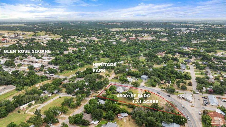 Retail-commercial multi-use investment property with approximately 1.31 acres of developable opportunities. 3 parcels included in this listing.  The location is one block from the vibrant, growing, downtown Glen Rose square and across the street from the entrance to the adjacent Heritage Park, both of which are host to regional music festivals, parades, weekly city events and multiple wide area events. The main building is on almost an acre, with room for building expansion and remodeling or additional units. The adjacent empty lot is almost .40 acre. The property is designated B-1 commercial zoning which allows for a wide variety of retail, office and commercial uses. The lots are level and offer ample opportunities for parking. State Hwy 144 is a main corridor between Granbury, Glen Rose, Walnut Springs and Meridian, interconnecting to highways leading to Waco. TXDOT reports over 260,000 monthly vehicle trips supporting almost 400,000 potential customers passing this site on State Hwy 144. Property Condition Statement available. Current rental income is approximately $4,000 a month.