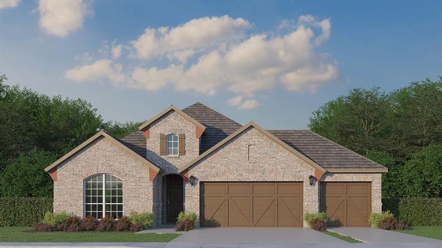 Our Beautiful one story model home floor plan with 4 bedrooms, a study, 3 full bathrooms, covered outdoor patio and a 3-Car Wide Garage on a greenbelt cul de sac home site.