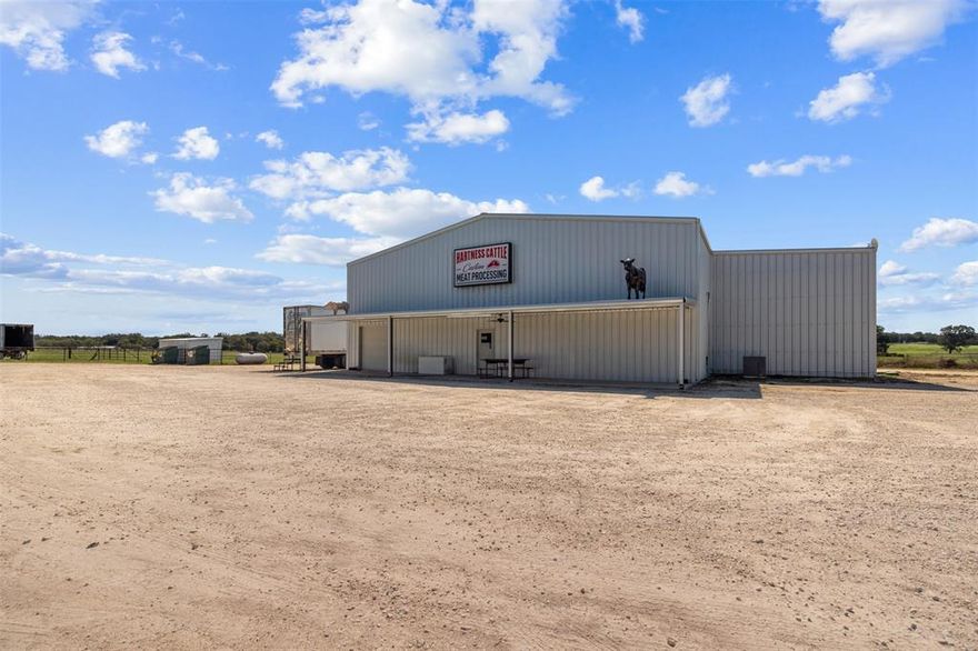 Hartness Cattle is a 2.5 acre +- acre property in Bosque County currently being run as a family owned Custom Meat Processing business. The property offers approximately 1,178 feet of HWY 6 frontage just on the outskirts of town and features a custom metal building. This property is a
prime location canvas ready for you to make it your own. The opportunities are endless!

Location:
The property is in Iredell, Texas situated 77 miles southwest of Fort Worth in Iredell, Texas. 63 miles northwest of Waco, 29 miles southeast of Stephenville, and just 23 miles southwest of Glen Rose.

Improvements:
The main structure is an approximately 4,400 sqft custom metal building built in 2020. There is approximately 1,600 sqft of refrigeration. Currently fully equipped as a meat processing business, however, could be converted into any type of business or living quarters.

Water:
There is a lined pond, and a water well both capable of being used for irrigation.

Soil:
Sandy loam soil.

Highlights:
• Excellent fencing
• HWY 6 frontage
• Water Well
• Access to city water
• No restrictions

Minerals:
Contact broker for details