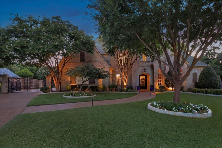 Great oportunity to get a turn key stunning home.  Beautifully landscaped home nestled on a heavily treed cul-de-sac lot in the prestigious GATED Clairemont Addition of Colleyville. The backyard is an oasis with a stunning shaded salt-water Pebble tec pool surrounded by perenials that bloom most of the year. At night the trees, shrubs and pool come alive with the extensive outdoor colored lighting and outdoor speakers.The covered patio has a large bar and outdoor kitchen with fireplace.  Enjoy complete privacy. You can't see any neighbors. Enjoy four living areas and 5 fireplaces. There is even a large walk in attic off the upstairs hall with easy access to extensive storage. The home has amazing mill work you just don't see anymore. The open floor plan has soaring beamed high celings, hand scraped hardwoods in the living , dining, entry, master and rec room. Current owner upgraded the theater room with tiering, a $25 K Sony projector, $7K surround sound processor and $12K in theatre seating. Owner will negotiate to leave this with a good offer. Four bedrooms have on-suite baths and the fifth bath has pool access right off the fifth bedroom. The master has a fireplace and door to the pool. The master closet has a separate cedar closet.  There is a large three car garage and oversized fourth garage with an exterior door. The laundry room is huge with an island, room for a refrigerator and a large built in desk. The office has a fireplace and built-ins. The kitchen is a chefs dream with a huge island, double ovens a 46 in gas cooktop with grill and a built in refrigerator. If you love the charm of beautiful woodwork and elegant high end finishes, this incredibly private lot will make your forget your are converniently located minutes from DFW,  shopping and restaurants.New roof in May 2025.  Located in the Keller School District with award winning Liberty Elementary or open enrollment to Grapevine-Colleyville ISD. Get the best of both worlds. Owner Agent.