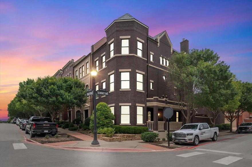 Nestled into Southlake Town Square, this stunning corner Brownstone offers the perfect blend of elegance, and modern living. Designed for living convenience - this Brownstone offers two separate living spaces separated by an exterior private patio bbq area. As your guests step inside your front door, they will discover a well-appointed interior, where every detail has been meticulously designed to offer comfort and style. An elevator effortlessly connects all three levels, ensuring easy access to every corner of your home featuring three stories with 5 bedrooms between both residences, living and game areas, and a well appointed chef's kitchen. Just steps away is the separate residence connected by the private outdoor patio. Located directly across from the city park, you’ll enjoy serene green views and the conveniences  of living in Southlake Town Square which includes everything from shopping at name brand stores or a coffee from Starbucks to dinner at Trulucks or a movie.