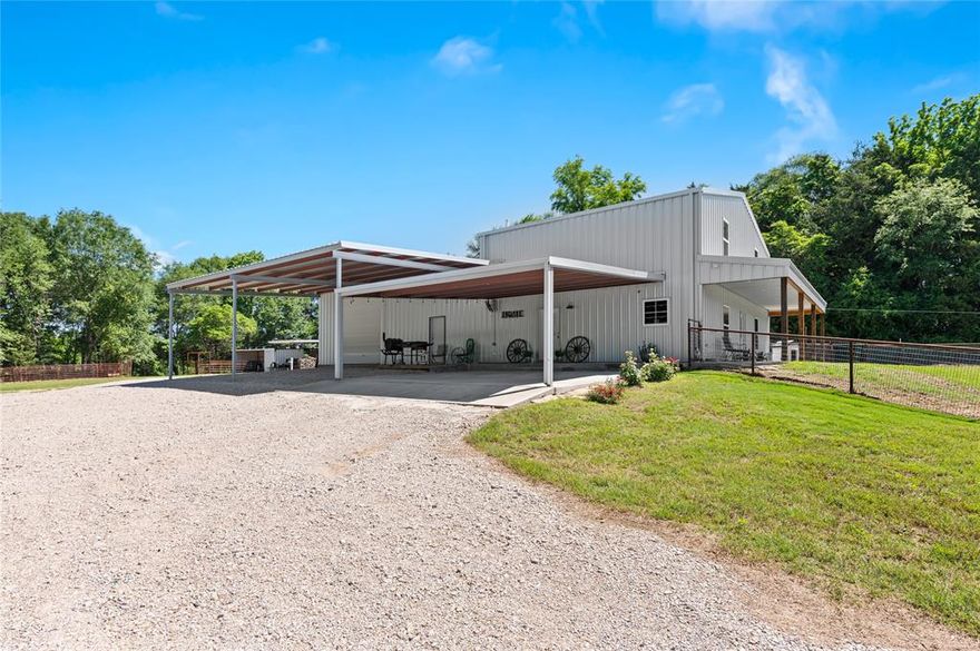 Escape to peace and privacy on this stunning 6 acre property tucked away off FM 2088 in Quitman, Texas. Fully fenced and cross-fenced, this quiet ranch offers a serene setting complete with a tranquil pond, perfect for horse lovers, hobby farmers, or anyone seeking a secluded country retreat.
At the center of the property sits a beautiful  barndominium built in 2022,  combining rustic charm with modern comfort. An electric gated entrance welcomes you into a thoughtfully designed homestead that includes a spacious 40x40 shop with two bay doors ideal for equipment, tools, or hobby projects. You’ll also find three covered horse runs along with lean tos for feed, storage, or shelter, as well as covered parking suitable for vehicles, RVs, boats, or trailers. The gently rolling acreage is dotted with scattered trees and features a peaceful pond perfect for livestock or relaxation.Whether you’re dreaming of homesteading, operating a small ranch, or simply enjoying a private country escape, this property has it all. Schedule your private showing today and experience the charm, beauty, and functionality of this East Texas gem.