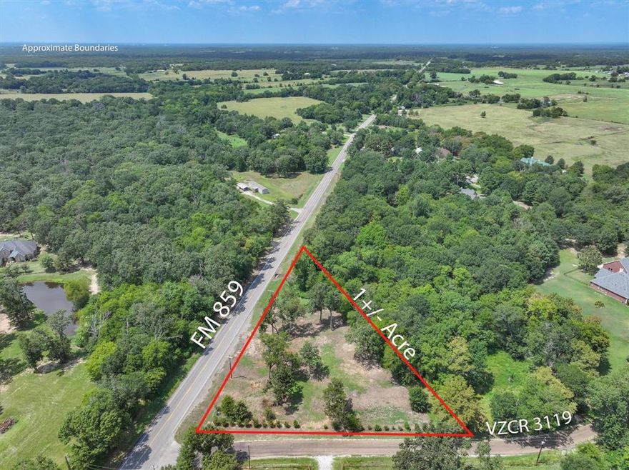 Peaceful 1-Acre Lot – Ideal for Your Dream Barndominium or Airbnb Retreat!! Escape the hustle and embrace the serenity of country living with this beautifully maintained CORNER 1-acre lot, nestled in the heart of East Texas and just 2 MILES FROM I20. Surrounded by mature trees and wide-open skies, this property offers the perfect setting to build your custom Barndominium, vacation rental, or forever home! Tucked away in a quiet, rural setting, yet just minutes from I-20, you’ll enjoy the best of both worlds—easy access to nearby restaurants, First Monday Trade Days, Splash Kingdom and so much more while still soaking in the peace and privacy of the countryside. Located in the sought-after Edgewood ISD, this property also offers excellent educational opportunities for families! Whether you're looking for a weekend escape, an investment opportunity, or a place to plant roots, this lot has all the potential you need. Schedule your tour today!