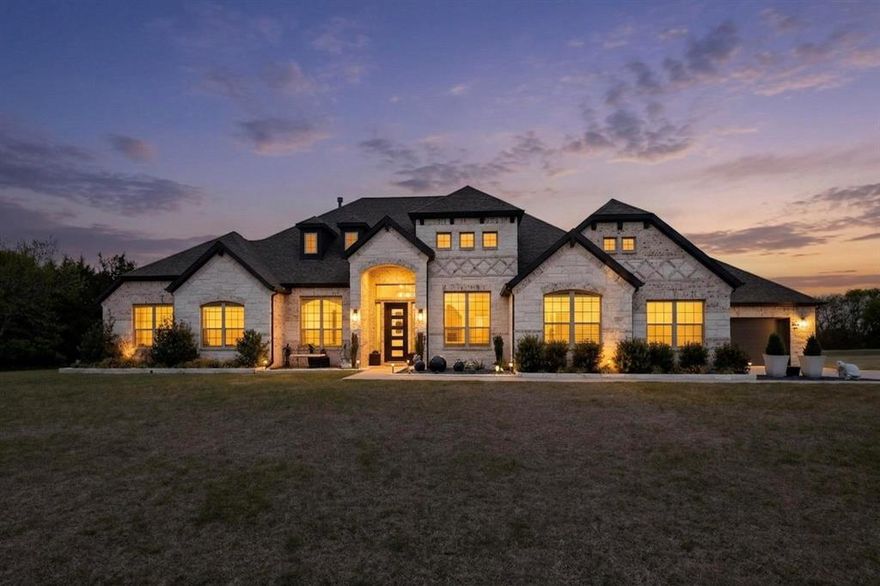 This home offers a plethora of upgrades - crown molding, steel designer front door and electric patio shades! The garage is oversized - perfect to fit a 30 foot boat!  Step into comfort and style with this beautifully designed 4-bedroom home, perfect for both everyday living and entertaining. Situated outside the city city limits on 1.5 acres!  This spacious designer residence features an open-concept floor plan with abundant natural light, creating a warm and inviting atmosphere throughout.

The modern kitchen is a true centerpiece, offering ample counter space, sleek cabinetry, and a seamless flow into the dining and living areas—ideal for hosting family and friends. The primary suite provides a private retreat with a generous layout and a relaxing en-suite bathroom.

Each additional bedroom is well-sized, offering flexibility for guests, a home office, or growing families. Outside, enjoy a large backyard perfect for gatherings, play, or quiet evenings under the stars.

With its thoughtful layout, stylish finishes, and room to grow, this home offers the perfect blend of functionality and charm.