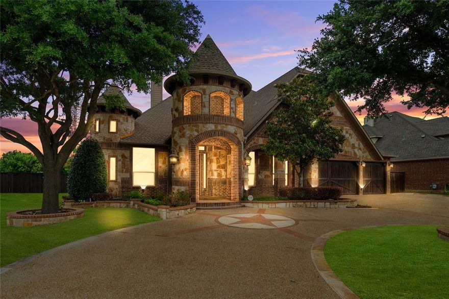 Some homes simply feel different the moment you arrive. 1206 Genesis Dr is a timeless custom masterpiece with rich French Country and Tuscan influences, where every detail was crafted with intention. From the iconic round turret tower and natural limestone and brick exterior to the circular paver driveway with a Texas star inlay, this home makes a statement before you ever step inside. The craftsmanship only deepens as your enter. Rich dark wood coffered ceilings, floor to ceiling custom built-in cabinetry throughout, hardwood floors, Venetian plaster walls, arched doorways, and French craftsmanship throughout speak to a level of quality that no production builder can replicate. This is a home built for those who appreciate the difference. Situated with seamless access to Highways 360, 287, and I-20, and just 25 minutes from DFW International Airport, everything you need is within easy reach. Award-winning Mansfield ISD schools, vibrant dining and shopping, the natural beauty of Joe Pool Lake, and the exciting new Staybolt development all surround this address. The momentum behind Mansfield right now is unlike anything this city has seen. The new Texas Health Mansfield Stadium is set to host an official FIFA soccer team and the 2026 Concacaf W Championship matches, bringing world-class events to your backyard. And in a move that signals massive long-term growth, Super Studios USA is developing a $750 million, 75-acre AI film production and mixed-use campus just minutes away. Soundstages, hotels, retail, housing, and a trade school, all coming to Mansfield. This is not just a home. It is a front-row seat to one of the most exciting growth stories in North Texas. Built with care. Located with purpose. Ready for you. Come see it for yourself. Schedule your private tour today.