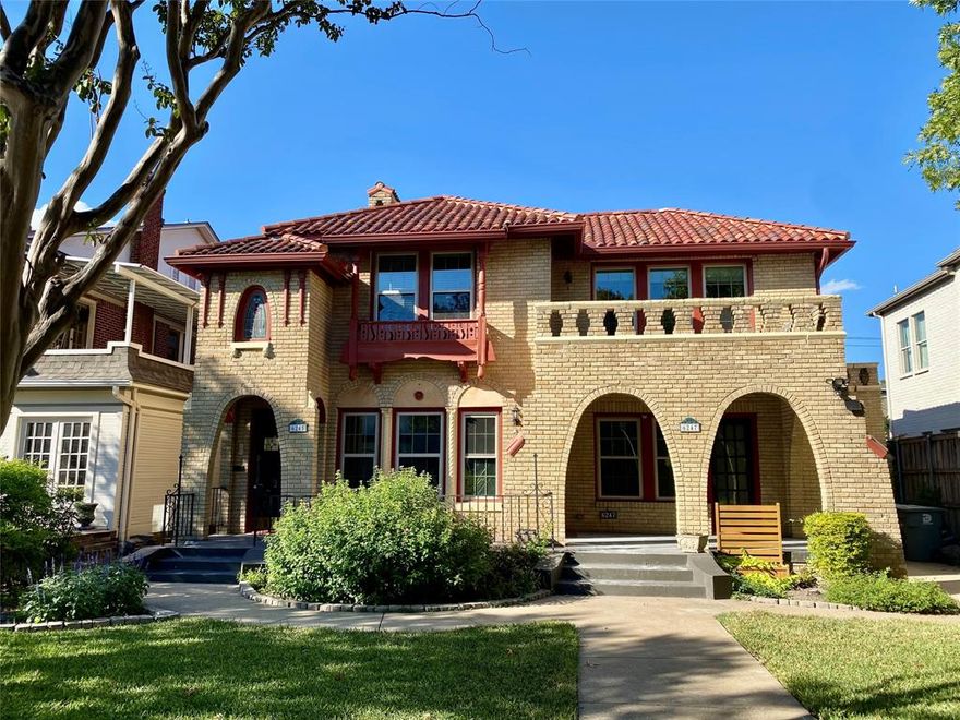 Historic 1930's Mediterranean second story duplex available for the first time in almost 20 years!   Walk into yesteryear with newly redone hardwood floors, fresh paint, some original light fixtures, fireplace, arched doorways and vintage bathrooms.  This unit has an updated kitchen with all SS appliances, washer and dryer all included in the rent.  Take in the outdoors on one of two balcony decks. One faces the front and the other one to the side.  Original built ins remain in tact.  Close to schools, shopping, parks, White Rock lake, Arboretum and major thoroughfares.  All yard work is included in the rent.  There is no backyard access and has street parking only.  We are pet and roommate friendly with additional deposit.