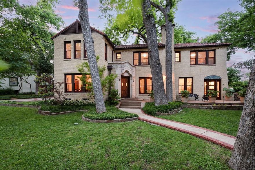 Overlooking the 9th hole of Lakewood Country Club with almost 200 feet of golf course frontage and surrounded by specimen trees sits this timeless Spanish Eclectic home that has been lovingly updated to honor the original architecture while still providing the comforts of modern-day living. Similar to the Hutsell House with its Rookwood fireplace and Ludowici tile roof, this commanding home features a light and bright floorplan that is perfect for entertaining with generous formal spaces downstairs and spacious bedrooms upstairs. Soon you’ll be hosting an annual 4th of July fireworks watching party from the rooftop patio! Zoned for award-winning Lakewood Elementary, this location has excellent walkability to Lakewood Country Club, Lakewood Shopping Center, Whole Foods, with close proximity to White Rock Lake, Dallas Arboretum, Santa Fe Trail, Lower Greenville and quick access to Downtown Dallas.