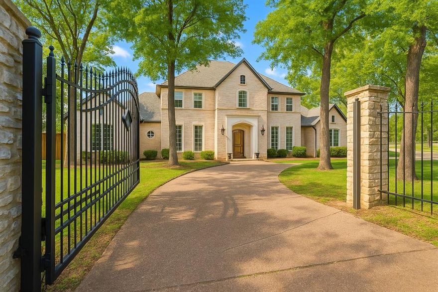 PRIVATE GATED ESTATE ON PEYTONVILLE AVE.... A true one-of-a-kind masterpiece, this estate sits on nearly 1 acre of manicured grounds along one of Southlake’s most prestigious addresses. From its elegant architectural design and circular driveway to its commanding presence on Peytonville Avenue, this home embodies refined luxury and timeless sophistication. This remarkable estate offers a rare opportunity to experience luxury and privacy. Encompassing over 6,000 square feet, the residence blends classic craftsmanship with modern comfort—creating the perfect environment for both grand entertaining and everyday living. Beyond the iron fence and dual gates lies your private sanctuary, complete with a resort-style pool, spa, and fully equipped outdoor kitchen - all with incredible views! A pavilion-style pool house provides a shaded retreat for lounging and dining, while the expansive grounds offer ample space for a sport or tennis court. Inside, warm hardwood floors, 3 fireplaces, and a dedicated executive office set a tone of understated elegance. The formal dining room on the main level is perfect for entertaining guests or hosting family celebrations. The gourmet kitchen is a chef’s dream—featuring a Viking 6-burner gas range, new seamless quartz countertops, and French-inspired cabinetry—and naturally flows into the spacious family room with a fireplace, creating a warm and inviting atmosphere at the heart of the home. The main-floor primary suite is a serene retreat with a beautifully updated ensuite showcasing quartz countertops, modern lighting, and spa-quality finishes. Upstairs, discover 4 spacious bedrooms, 2.5 stylishly renovated bathrooms, and inviting game and oversized media room. Additional highlights include a three-car garage and abundant storage throughout. This extraordinary Peytonville estate delivers the complete package—prestige, privacy, and lasting value—in one of Southlake’s most sought-after neighborhoods. HOME WAS RECENTLY APPRAISED FOR 2.4M!