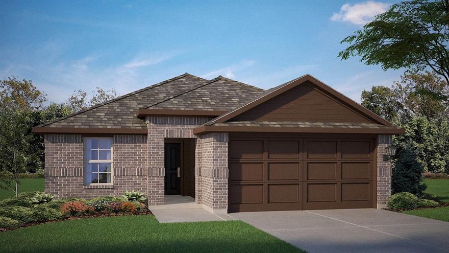 Have a fabulous new construction home built by D.R. Horton, America’s Builder since 2002, at Rock Creek Ranch in Fort Worth and Crowley ISD! Discover thoughtfully designed floor plans packed with included features and high-end finishes for every stage of life. This beautiful single-story Dalton floorplan-elevation X offers 4 bedrooms, 2 bathrooms, and a 2-car garage, with an estimated early Winter completion. The open-concept layout features a spacious family room that flows seamlessly into the dining area and a modern kitchen equipped with 36 inch upper cabinets, quartz countertops, a center island, stainless steel appliances, gas range, and a walk-in pantry. The private primary suite includes a generous walk-in closet and a bathroom with an oversized shower. Three additional bedrooms provide flexibility for guests, a home office, or hobbies. Interior highlights include quartz vanity tops with drop-in sinks in both bathrooms and luxury vinyl plank flooring in the entry, hallways, kitchen, dining, family room, utility room, and bathrooms. Built with energy-efficient features throughout, this home also includes America’s Smart Home Technology package. Exterior features include a covered front porch, covered back patio, 6-foot stained wood fence with metal posts, full sod, sprinkler system, and a complete landscape package. Residents will enjoy future community amenities such as a pool, park-playground, and walking trails. Located just two miles from Benbrook Lake, the neighborhood offers convenient access to shopping, Fort Worth attractions, and nearby educational institutions.