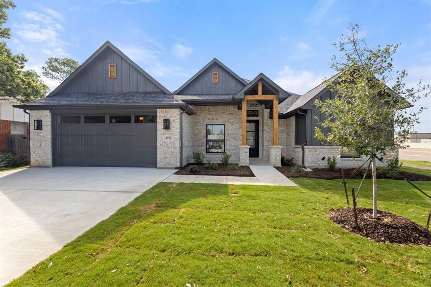 AN ABSOLUTE STUNNING BRAND NEW PARTRIDGE CUSTOM HOME FEATURING 4 BEDROOMS, 2.5 BATHS ON A CORNER LOT.... ALL LOCATED JUST 7 MINUTES FROM THE TCU CAMPUS!! The 4th bedroom could be used as a study if needed... Welcome your guest to a custom wrought iron 8 ft front door, intricate custom cut crown moulding, thick baseboard, custom built in and wood like tile that extends from the front door to back door. Texas-sized family room that features built in cabinets with shelves, exposed cedar beams and cozy fireplace. Easy flow for entertaining with the open kitchen concept that features custom white shaker cabinets, quartz countertops with underwent sink, mosaic backsplash, stainless steel appliances with a 5 burner gas cooktop and over 32 doors and drawers for storage. All bedrooms have walk in closets and custom details. A MUST SEE TO APPRECIATE!!