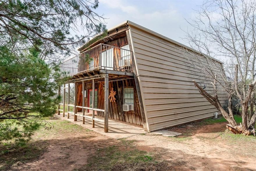 Sitting hilltop, you'll find this 3bd 2ba A-frame home tucked into the hills North East of Buffalo Gap. This property is 2.29 acres outside of the city limits. Home is pushed back from the road with a large circle drive and mature trees lining the road frontage that provides a great screening. Other great features included 2 oversized bedrooms upstairs to access front and back balconies overlooking the scenic landscape and a 480 sf garage with electric. The place offers privacy and a peaceful country atmosphere in abundance!