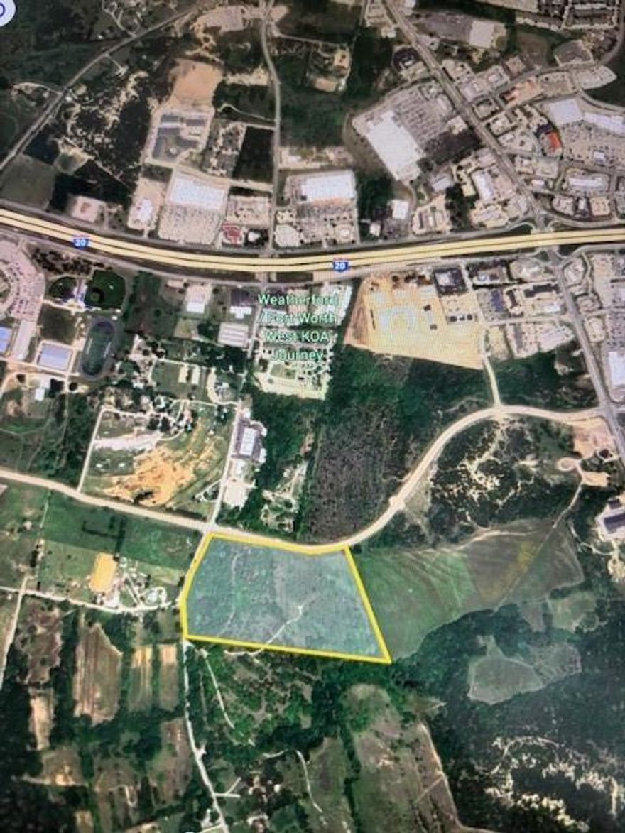 Amazing location about 1 mile from I20 and Hwy. 51. This location is ideal for commercial development. It is just south of the future HEB and just west of Chick Filet and just north of the future residential development with Riverside Home Builders. There is 1200 ft. of road frontage on BB FIELDER and 
1000 ft. of road frontage on TIN TOP. Three Mile Branch runs through the western part of the property.  Pre-development with the city of Weatherford supports commercial and or residential use.