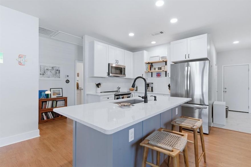 Open house Sunday March 29th- 12pm-2pm!*This beautifully renovated 2-bedroom, 2-bath home offers modern comfort with classic character in every detail. A welcoming front porch sets the tone, creating the perfect spot to start or end your day. Inside, the open layout is light-filled and spacious, designed for easy living and effortless entertaining.
The kitchen anchors the home with quartz countertops, crisp white cabinetry, stainless steel appliances, and an oversized island ideal for hosting or everyday use. Original wood floors add warmth and charm, while thoughtful upgrades throughout include new windows, a tankless water heater, designer-selected finishes, and 3 year old roof.
Step outside to a large, fully fenced backyard with a deck- perfect for relaxing, entertaining, or letting pets roam freely. With convenient access to Downtown Dallas, Bishop Arts District and Trinity Groves, this home delivers space, style, and location in one exceptional package.