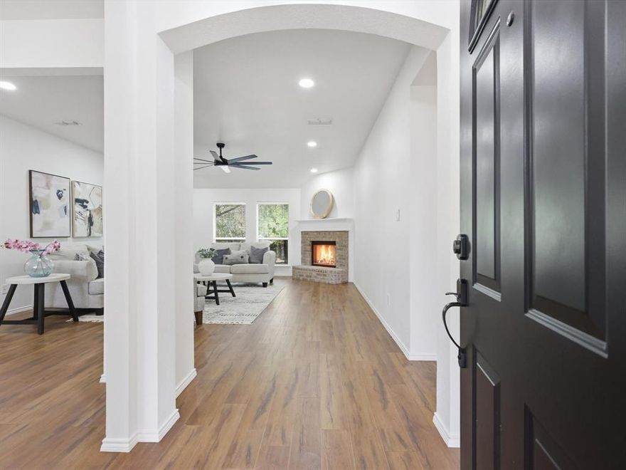 Tucked away on a beautiful 1 acre treed corner lot in highly desirable Turtle Creek Ranch, this move-in ready home offers the perfect blend of privacy, space, and convenience. Inside, you’ll find almost 2500 square feet of thoughtfully updated living space featuring fresh paint, modern lighting, and stylish new countertops throughout. The completely renovated bathrooms bring a clean, updated feel, while the flexible 4-bedroom layout offers versatility—the fourth bedroom is perfect for a private home office or study. Designed for both everyday living and entertaining, the home includes two spacious living areas and a convenient half bath for guests. Step outside and enjoy your own backyard retreat with a sparkling pool, mature trees, and beautifully curated native Texas landscaping, designed for both natural beauty and low maintenance, plus plenty of room to roam. An outdoor storage shed adds functionality without sacrificing space. With no HOA, located outside city limits, and no city taxes, you’ll enjoy more freedom and fewer restrictions, an increasingly rare find in this location. Conveniently located only 20–25 minutes from downtown Fort Worth and minutes to Lockheed and Loop 820, this is the kind of property that offers room to breathe without giving up proximity to everything Fort Worth has to offer.