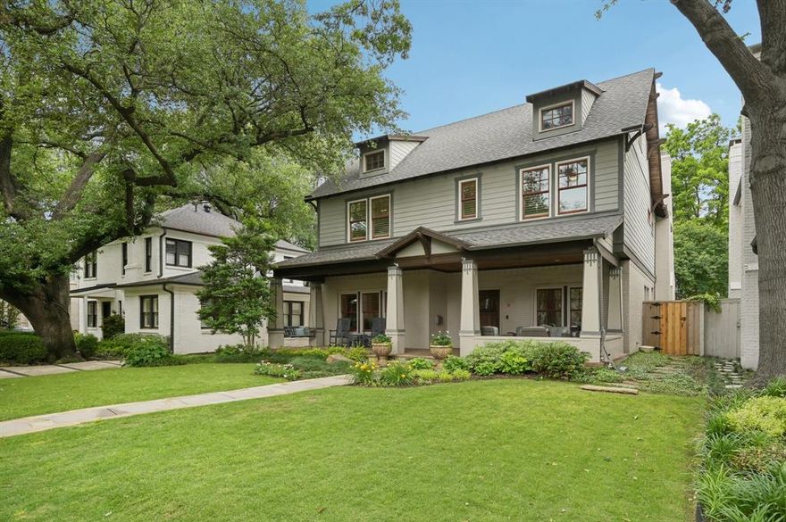 Start creating memories in this beautiful 5 bedroom home in the heart of the UP fairway! Greet neighbors and friends from the comfort of the deep seating area on the wide front porch. Great floor plan includes a wide central hall flanked by lovely formal living and dining rooms. Beyond the entry, a study with French doors, coffered ceiling and bookcases makes a great home office. Bright and open chef's kitchen features SubZero fridge, Viking range with French top cooking surface, Bosch dishwasher, farmhouse sink, appliance garage, and beautiful tile and cabinetry. Open to the kitchen is a cozy breakfast area with built-in banquette. Casual family room with fireplace opens to the breakfast area and overlooks covered patio with fireplace and turfed back yard. Handy mud room, beautiful powder bath and butler pantry with sink, mini fridge and 2 EuroCave wine coolers complete the downstairs. The second floor includes a lovely primary suite with tray ceiling and ensuite bath with two vanities, frameless-glass shower, tub and two walk-in closets. 3 additional bedrooms and baths, a game room and the laundry room complete the second floor. The third floor with bedroom and full bath, plus 2 cedar closets, makes a wonderful guest suite.  Prime location on a wonderful block in the UP fairway, walking distance to schools, parks and UP Pool.