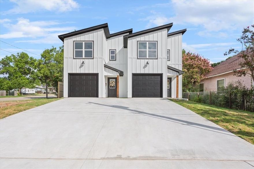 Modern New Construction Duplex Just Minutes from Baylor!

Welcome to 1625 Cleveland Ave – a beautifully designed, newly built two-story duplex offering a combined 3,310 square feet of modern living space. Each unit features 3 spacious bedrooms, 2.5 bathrooms, and an open-concept layout perfect for comfortable living or investing.
Highlights Include:

Contemporary curb appeal with sleek vertical siding and bold rooflines.
Enclosed 1-car garage per unit plus a wide driveway for extra parking.
Stylish kitchens with granite countertops, subway tile backsplash, stainless steel vent hood, and dishwasher.
Stove installation negotiable with a reasonable offer.
Elegant bathrooms with dual sinks and modern fixtures.
Durable luxury vinyl flooring throughout.
Fully fenced backyard – ideal for privacy, pets, or entertaining.
Just a 5-minute drive to Baylor University, HEB, Starbucks, popular restaurants, and more!
Whether you're looking for a solid investment property, house-hacking opportunity, or stylish multi-family living, this duplex offers it all in a prime Waco location.

Schedule your showing today and explore the potential of this turnkey opportunity!