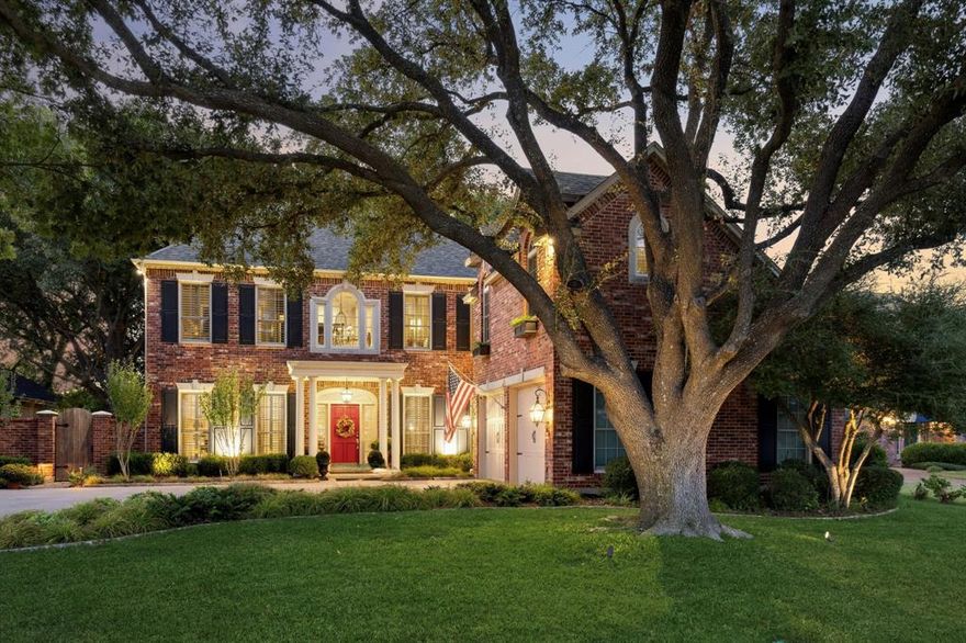 Timeless elegance meets effortless livability in this custom-built traditional home, ideally situated on a 79 x 194 lot in the heart of the White Rock Elementary neighborhood. Overlooking the rolling greens of Flag Pole Hill, the residence showcases exceptional craftsmanship and thoughtful detail throughout—from gleaming hardwood floors and refined crown molding to the inviting den with a wood-beamed ceiling and French doors that open to the backyard retreat. Outdoor living is elevated with a covered patio featuring a cozy fireplace, a classic rectangular pool, and an expansive turfed play area designed for both beauty and function. Meticulously curated landscaping and ambient outdoor lighting create a serene setting day and night.
Inside, every bedroom offers a private en suite, while a generous playroom and dedicated office provide flexible spaces for work, relaxation, and entertaining. With a gracious floor plan and enduring design, this home is a rare blend of comfort, character, and timeless appeal.
