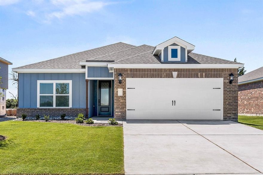 The Rio Grande floor plan is a charming three-bedroom, two-bathroom home that blends comfort, style, and functionality. Its one-story layout features eye-catching curb appeal and beautifully manicured landscaping. Inside, bright and open living spaces create an easy flow between the chef-ready kitchen, spacious living room, and inviting dining area—perfect for both daily life and entertaining. The master suite is a peaceful retreat, offering a large bedroom, en-suite bathroom, and expansive walk-in closet. Premium upgrades like recessed lighting, wood-style vinyl plank flooring, and Wi-Fi-enabled garage door openers are all included at no extra cost.